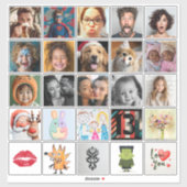 Sticker 25 Square Individual Custom Photo/Image Collage  (Feuille)