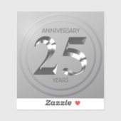 Sticker 25e anniversaire de Mariage en argent métallique (Feuille)