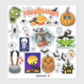 Sticker 26 assortiment Halloween araignée zombie sorcière (Feuille)