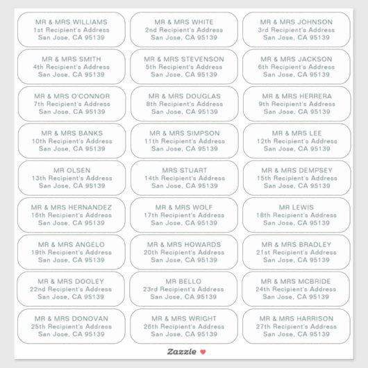 Sticker 27 destinataires mariages simples invités étiquett (Feuille)
