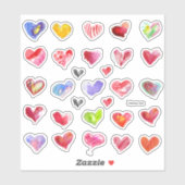 Sticker 29 Love Heart Designs (Feuille)