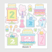 Sticker 2 Anniversaire Pretty Pastel Gâteaux Et Présentati (Feuille)