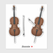 Sticker 2 Cellos & Bows Trompe L'oeil Instrument de musiqu (Feuille)