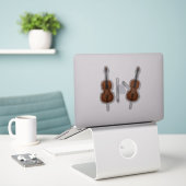 Sticker 2 Cellos & Bows Trompe L'oeil Instrument de musiqu (Ordinateur portable sur le bureau)