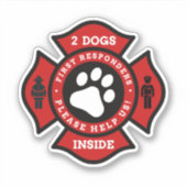Sticker 2 Chiens À L'Intérieur De L'Alerte Pour Animaux De (Devant)