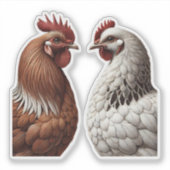 Sticker 2 Country Chickens Mariage de la cour de ferme (Devant)