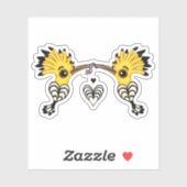 Sticker 2 Oiseaux de houppier mangeant un ver dessin animé (Feuille)