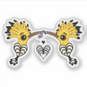 Sticker 2 Oiseaux de houppier mangeant un ver dessin animé (Devant)