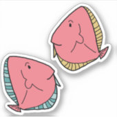 Sticker 2 Rose avec nageoires vertes Vert avec nageoires j (Devant)