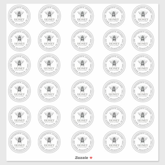 Sticker 2" Votre nom ici Editable White Honey Jar Bee (Feuille)