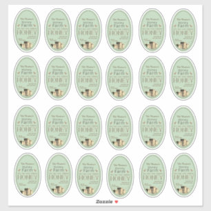 Sticker 2" x 3" Oval Jardin Bees Hives Little Bees Green