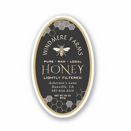 Sticker 2 x 3 pouces Oval Queenline Black Honeypeb Confitu (Devant)