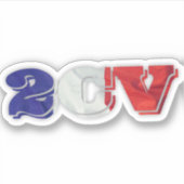 Sticker 2CV Deux Chevaux Rouge Blanc Bleu Français (Devant)