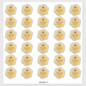 Sticker 30 abeilles jaunes imperméables en forme d'hexagon (Feuille)