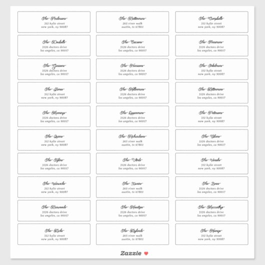 Sticker 30 Adresse de l'enveloppe de l'invité de script no (Feuille)