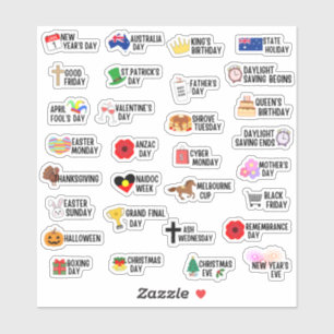 Sticker 30 Australian Public Holiday Special Days Planner