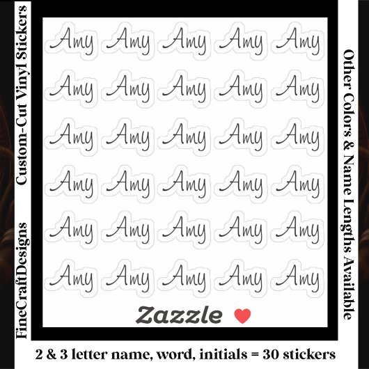 Sticker 30 Custom Modern Short Name Word Initials Black
