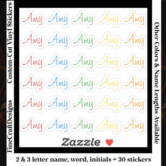 Sticker 30 Custom Modern Short Name Word Initials Bright
