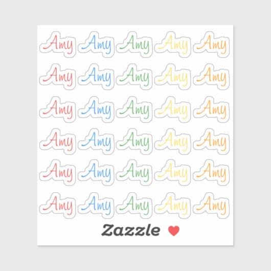 Sticker 30 Custom Modern Short Name Word Initials Bright (Feuille)