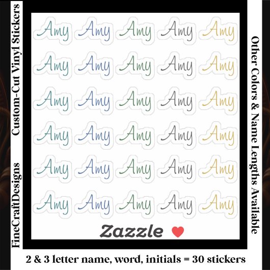 Sticker 30 Custom Modern Short Name Word Initials Neutral 
