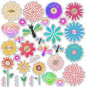 Sticker 30 Fleurs, libellules, do-it-yourself noms et init (Devant)