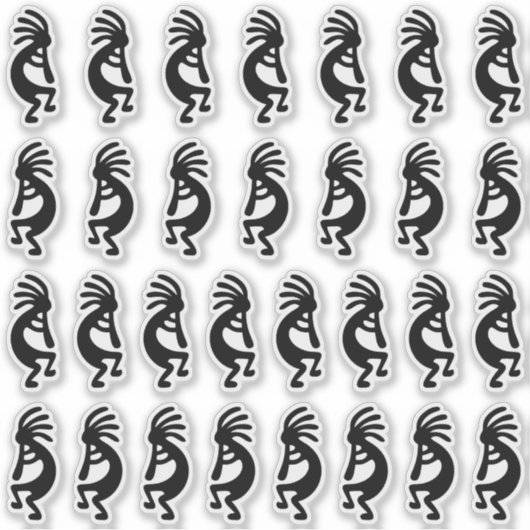 Sticker 30 Formes Kokopelli Noir Modernes (Devant)