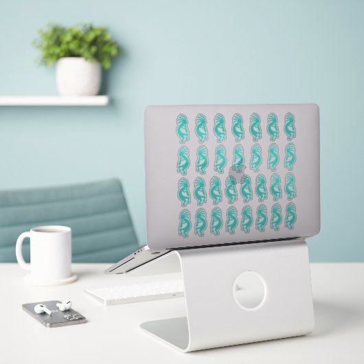 Sticker 30 Formes Kokopelli Turquoise Sud-Ouest (Ordinateur portable sur le bureau)
