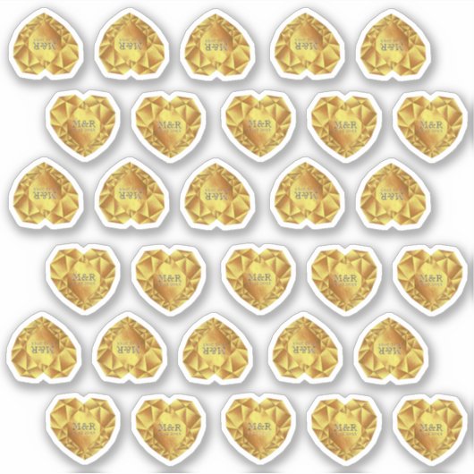 Sticker 30 Gold Heart Aquarelle 50e anniversaire Mariage (Devant)