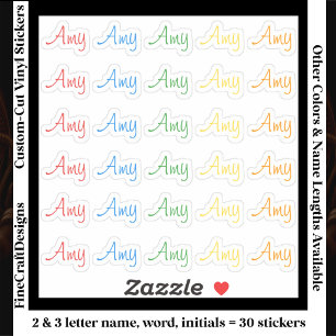 Sticker 30 Initiales de mots de nom court moderne personna