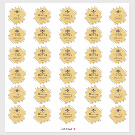 Sticker 30 miel jaune imperméable en forme d'hexagone avec (Feuille)