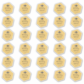 Sticker 30 miel jaune imperméable en forme d'hexagone avec