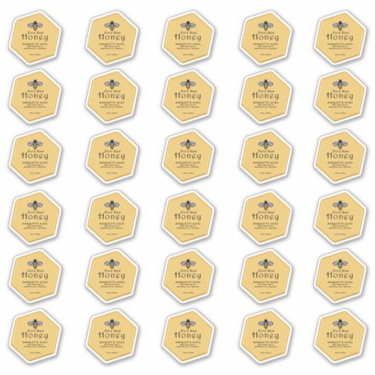 Sticker 30 miel jaune imperméable en forme d'hexagone avec (Devant)