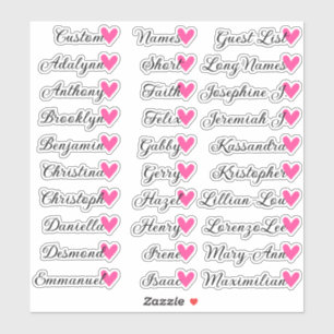 Sticker 30 Noms Liste d'invités personnalisée Calligraphie
