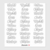 Sticker 30 Premiers noms invités typographie élégant scrip (Feuille)