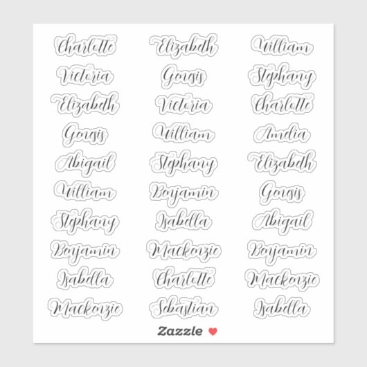 Sticker 30 Premiers noms invités typographie élégant scrip (Feuille)