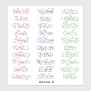 Sticker 30 prénoms de invités typographie écriture élégant