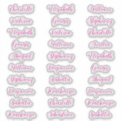 Sticker 30 prénoms de invités typographie élégante script (Devant)