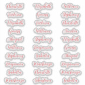 Sticker 30 prénoms de invités typographie élégante script (Devant)