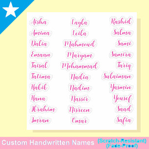 Sticker 30 prénoms élégants   Écriture calligraphique rose