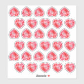 Sticker 30 Ruby Heart Aquarelle Ajouter Monogramme Mariage (Feuille)
