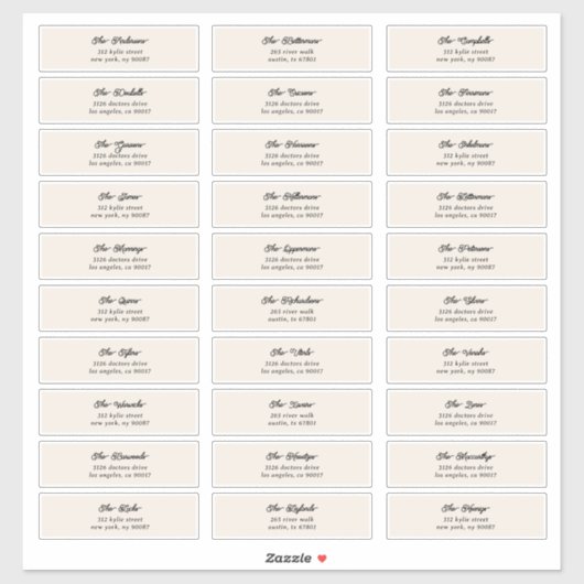 Sticker 30 x Adresse de l'enveloppe de l'invité noir crème (Feuille)