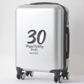 Sticker 30e anniversaire ajouter nom date année noir modèl (Sur valise)