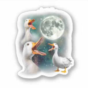 Sticker 3 Canards Hurle À La Lune Drôle Bizarre Maudit Can