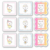 Sticker 3 chats mignons - feuille d'autocollant pastel de  (Devant)