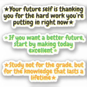Sticker 3 citations motivantes pour étudiants Inspirant