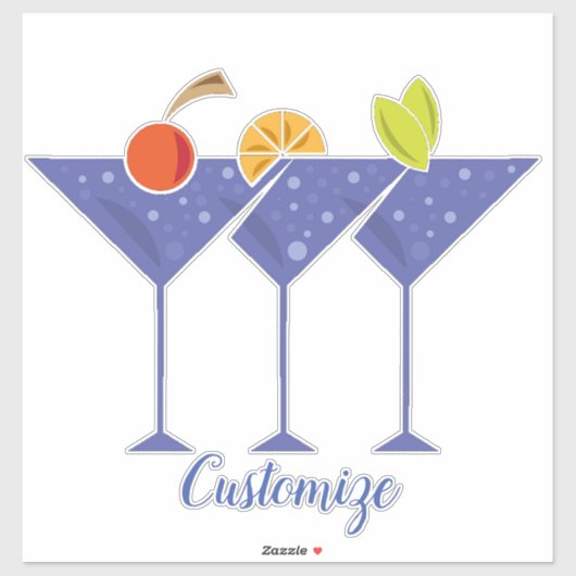 Sticker 3 cocktails Martini Thunder_Cove (Feuille)