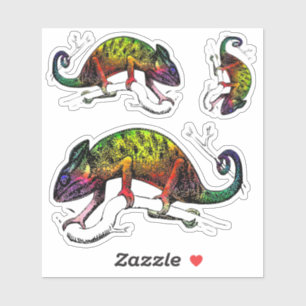 Sticker 3 coloré Chameleon Lizard