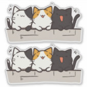 Sticker 3 Cute Happy Kawaii Chibi Chats (Devant)
