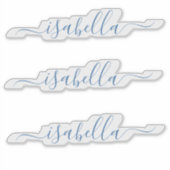 Sticker 3 étanche Blue Script Name Clear Window Lapin (Devant)