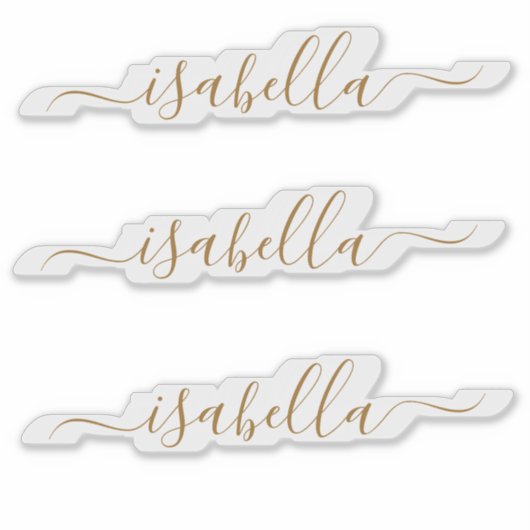 Sticker 3 étanche Gold Script Name Clear Window Ordinateur (Devant)